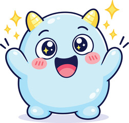 Fototapeta premium Blob Cute Blue Monster Character Colection