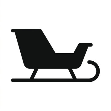 Black silhouette of a traditional Christmas sleigh icon for winter holiday designs and festive seasonal graphic decorations