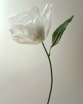 Flower made from plastic bag, nature and plastic pollution concept