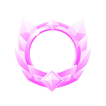 Light pink crystal game badge frame isolated on transparent background
