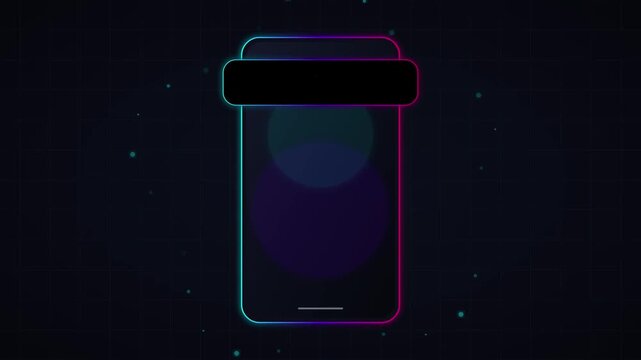 Stylized glowing mobile phone screens displaying music player app