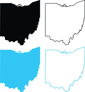 Ohio state map outline silhouette set vector