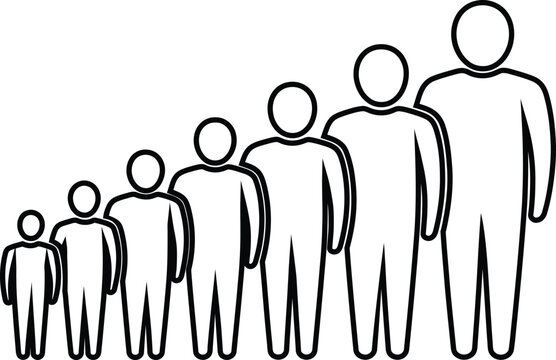 People silhouettes in ascending height order vector