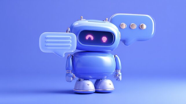 Friendly ai chatbot 3d illustration for natural language conversations, virtual assistance, information support and automated digital tasks