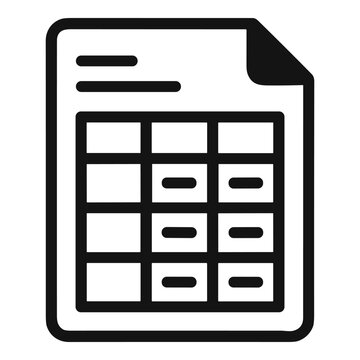 Vector line icon of a spreadsheet document with data