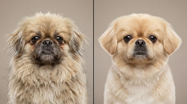 Dog grooming in animal shelter, realistic animal lifestyle scene showing animal welfare, responsible care, wellbeing, humane values, education, community awareness, for humane community awareness