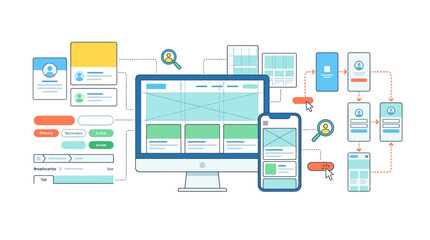 Fototapeta premium User interface and user experience design workflow process