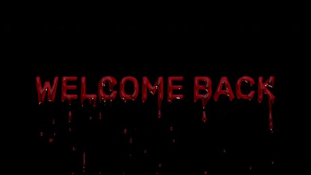 WELCOME BACK bloody return card, dripping blood greeting for stream comebacks, series returns and post break intro screens