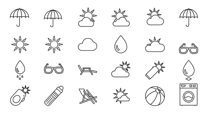 A set of minimalist and clean line vector icons featuring modern interface symbols and graphic design elements for professional web and mobile application development.