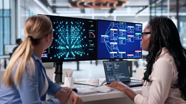 Data Scientist Women Discussing AI Model Development