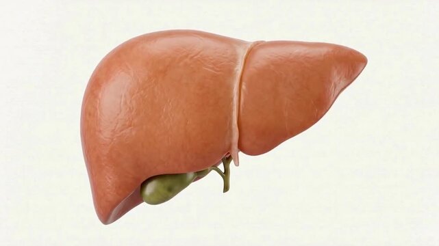 Human liver anatomical models with gallbladders on white background