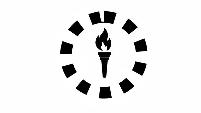 Flaming torch icons inside dashed circular frames