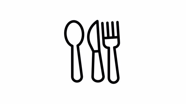 fork knife minimalist stroke animation