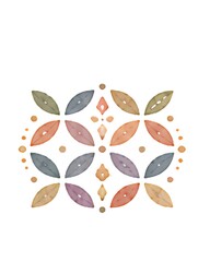 Fototapeta premium Hand-drawn watercolor, contemporary Indonesian batik, traditional folk art, tropical botanical, soft pastel, elegant, minimalist, handcrafted, decorative illustration.