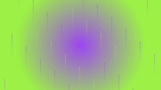 Abstract gradient background with falling light particles, purple and lime green motion graphics, vibrant digital rain loop