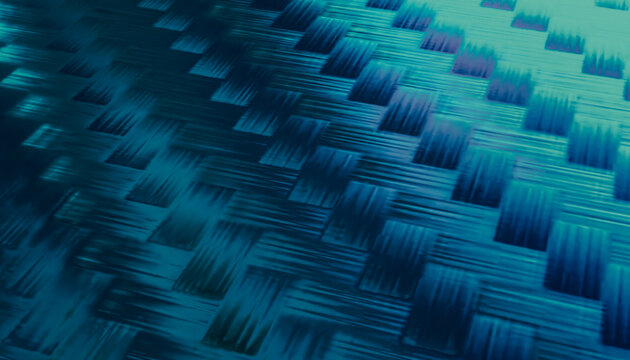 Close-up of a blue woven pattern creating an abstract textured surface