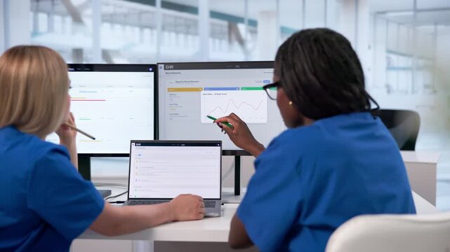 Healthcare Professionals Reviewing Electronic Medical Records Together