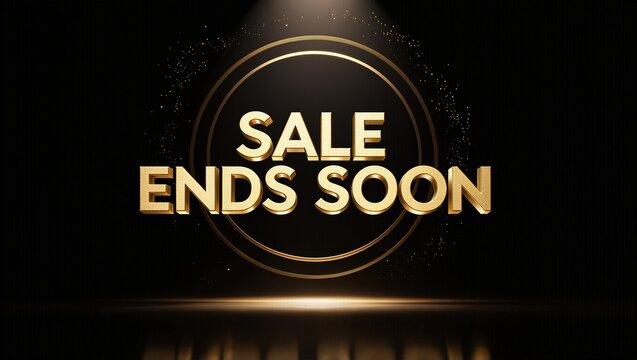 Sale Ends Soon Luxury Gold Promotion With Elegant Black Background