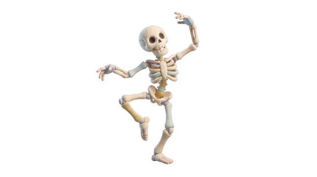 Dancing Skeleton Pose in 3D Felt Clay Style