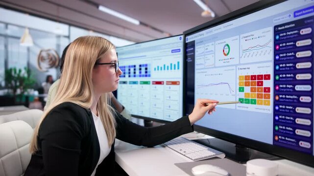 Compliance Manager And Colleague Reviewing Risk Matrix