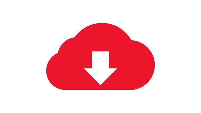 Download Cloud Icon with Red Arrow Symbolizing Data Storage and Online Information Transfer