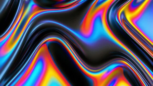 Fluid Abstract Background with Vibrant Blue, Yellow, and Black Color Swirls