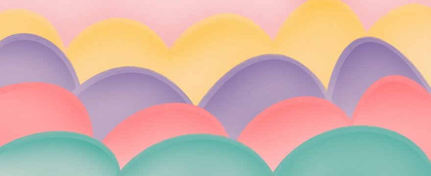 Colorful abstract layered waves with soft pastel shapes