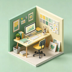 Naklejka premium Isometric Modern Creative Workspace