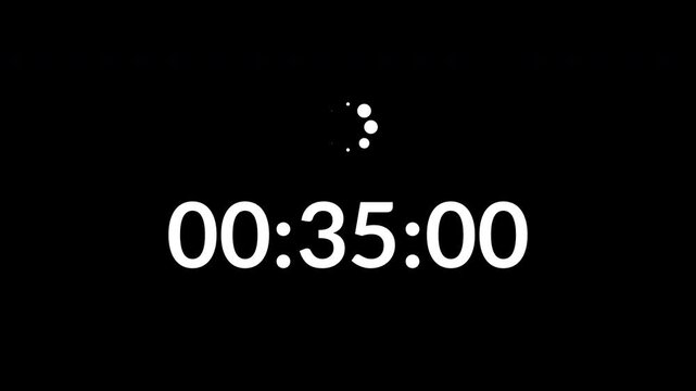 Digital Countdown Timer 40 second With White Numbers on alpha channel, Stopwatch and Time Management Concept 4k video