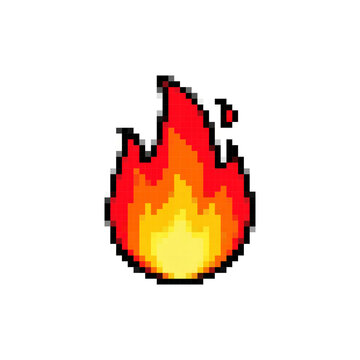Pixel art fire flame icon