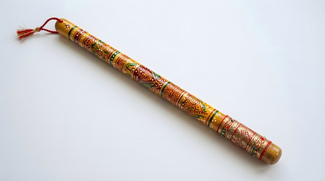 Traditional indian dandiya stick isolated on white background