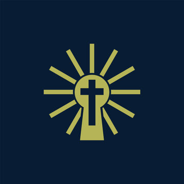 Crucifix Radiant Sunbeam Halo Religious Church Monogram For Sacred Devotional Christian Literature Cover