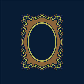 Oval Antique Mirror Frame Rococo Carving Plaque For Photography Gallery Museum Exhibition Poster Layout