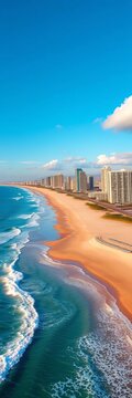 Stunning coastal views of golden sands with modern skyline, picturesque, Praia da Rocha