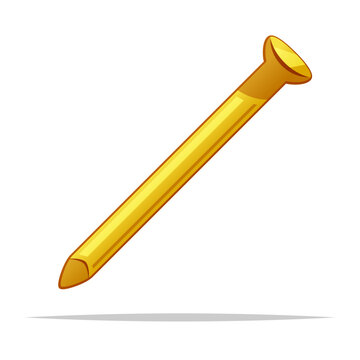 Golden nail hardware vector isolated illustration