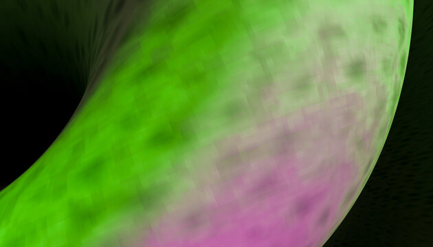 Colorful abstract digital artwork with green and pink swirling pixels