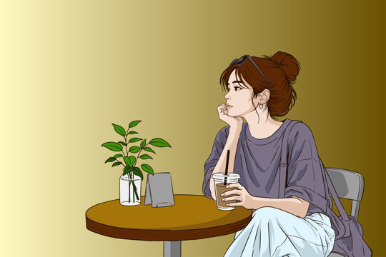 Waiting Woman Vector Illustration