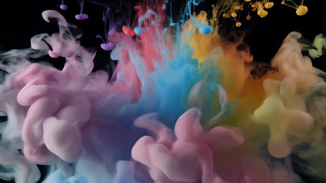 Colorful smoke explosion against a black background.