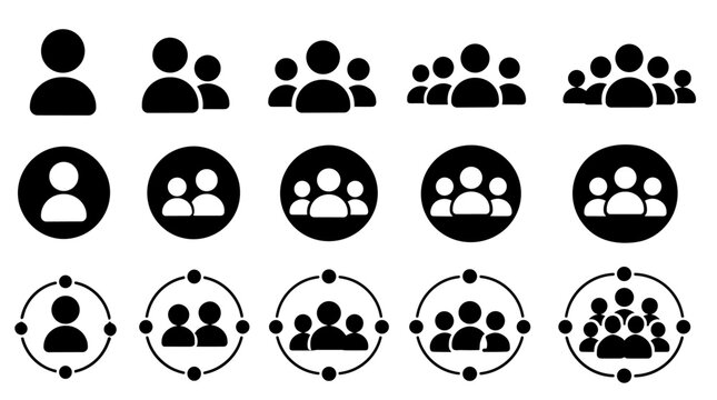 Group of People Silhouette Icons Representing Crowds.