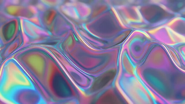 Abstract holographic liquid surface with flowing colors.