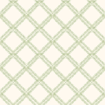 Scandinavian Christmas Fir Branch Diamond Lattice Seamless Pattern