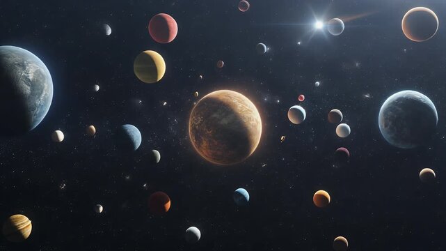 A vibrant and diverse collection of planets scattered across the vast expanse of space.