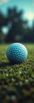 A gleaming golf ball rests on the lush green surface, green, environment