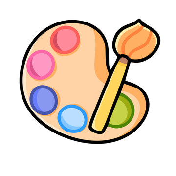Colorful Artist Palette with Paintbrush for Creativity