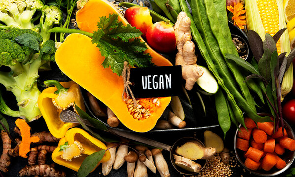 Fresh raw vegetables and fruits.