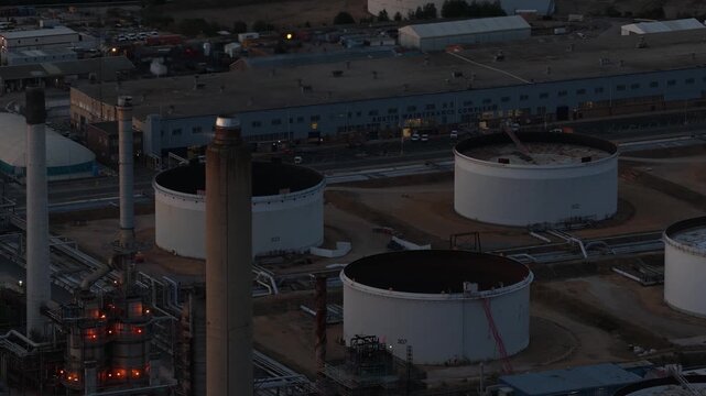 Aerial View of Fawley Oil Refinery in Hampshire, England
