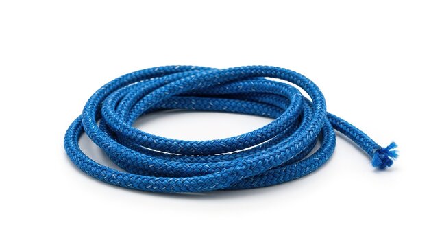 Blue Rope Isolated on White Background for Craft and Utility Applications
