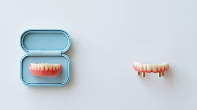 Dental prosthetics with case and implants