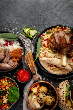 Various of Middle eastern or Arab dishes.