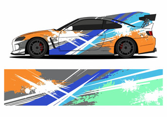 Fototapeta premium Colorful sports car with dynamic racing decal design